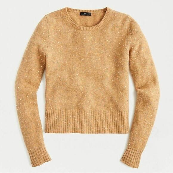 J Crew Gemstone Sweater Supersoft Yarn Tan Merino Wool $148 Medium AF013 - Picture 3 of 15